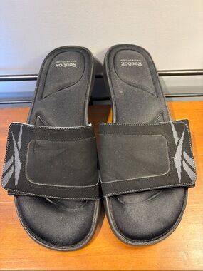 Reebok Black Slide Sandals with Velcro
